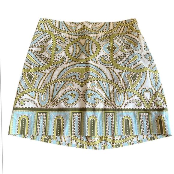J. Crew Cream Green Paisley Cotton Mini Skirt Size 2 - Picture 4 of 9